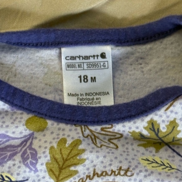 Carhartt Purple and Green Floral Baby Bodysuit - Picture 3 of 4